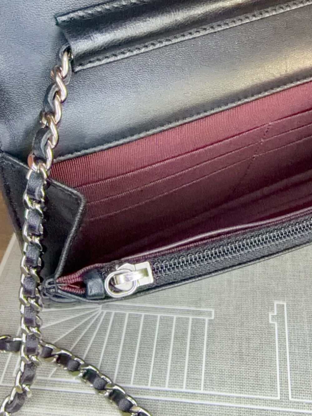 CHANEL Black Quilted Lambskin Crossbody with Silver Chain - Picture 11 of 12